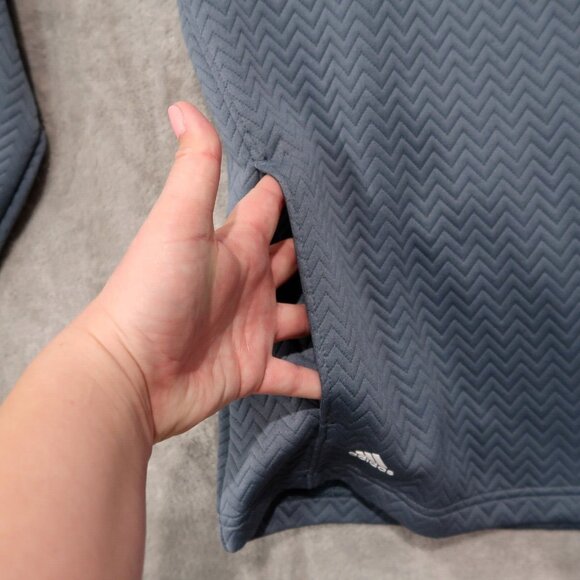 Adidas Jacket Women L Blue Textured Layer Jacket Full Zip Embroidery Golf Gym - Picture 5 of 16